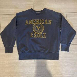 American Eagle navy and yellow crewneck, size XS